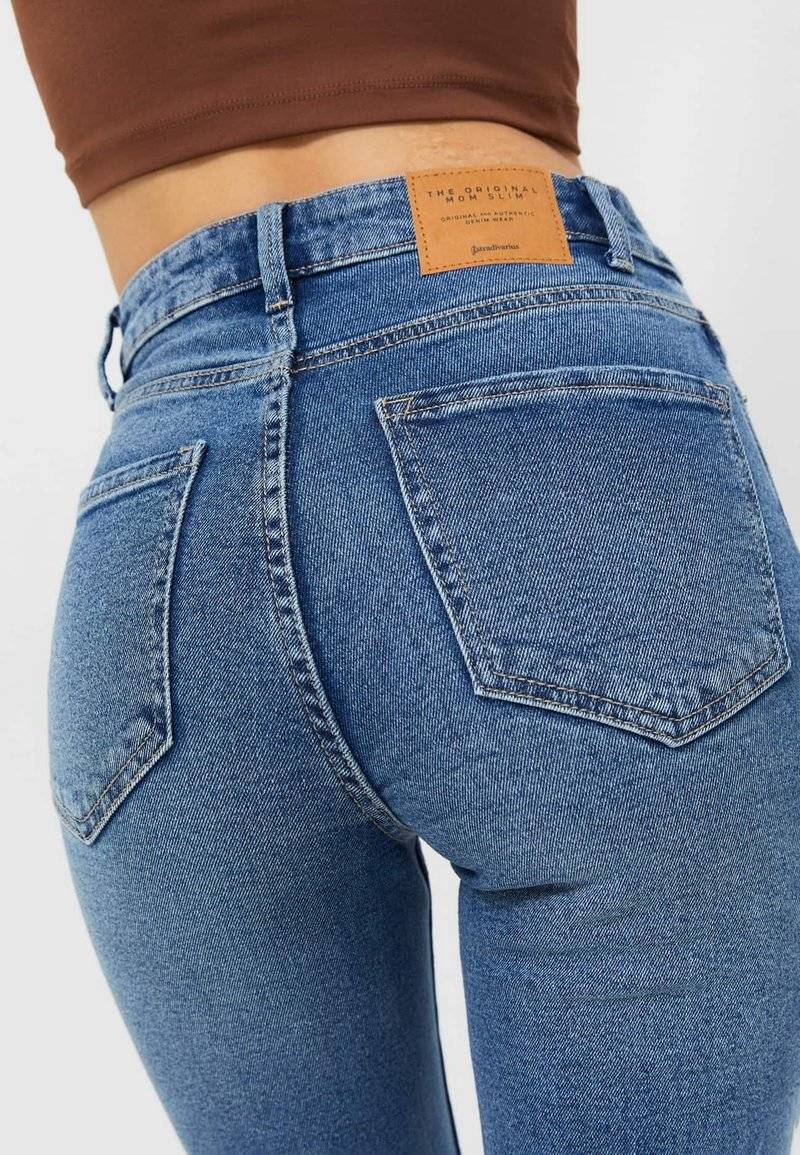 Stradivarius Stradivarius SLIM FIT - Slim fit jeans - dark blue Schlussverkauf