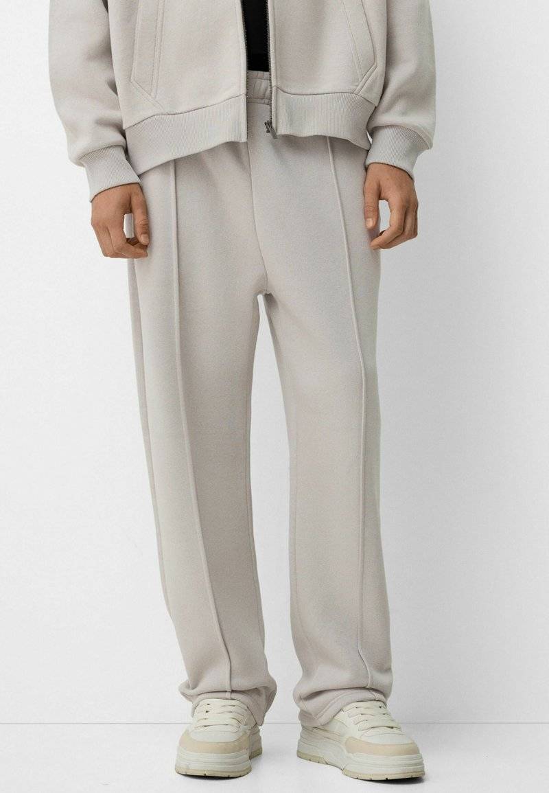 Bershka Bershka SET Zip-Up Sweatshirt + WIDE LEG - Tracksuit - white Begrenztes Angebot