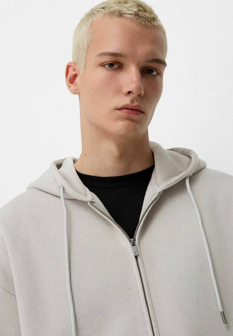 Bershka Bershka SET Zip-Up Sweatshirt + WIDE LEG - Tracksuit - white Begrenztes Angebot