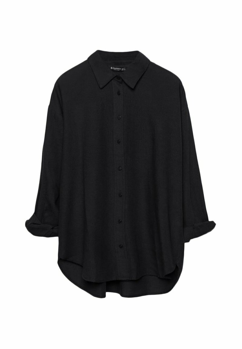 Stradivarius Stradivarius RUSTIKALES DAILY - Button-down blouse - black Preisnachlass