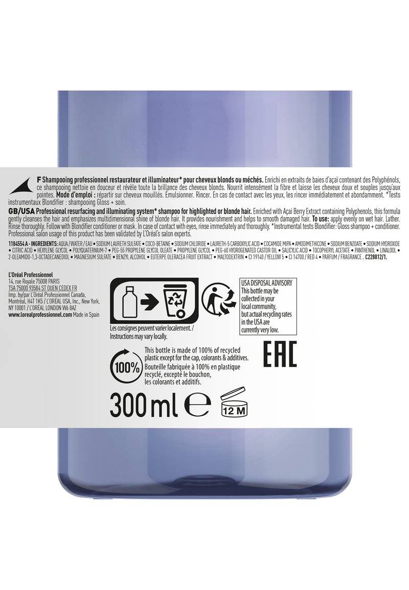 L'OREAL PROFESSIONNEL L'OREAL PROFESSIONNEL BLONDIFIER SHAMPOO GLOSS FOR HIGHLIGHTED OR BLONDE HAIR - Shampoo Kauf eins, bekomm eins gratis