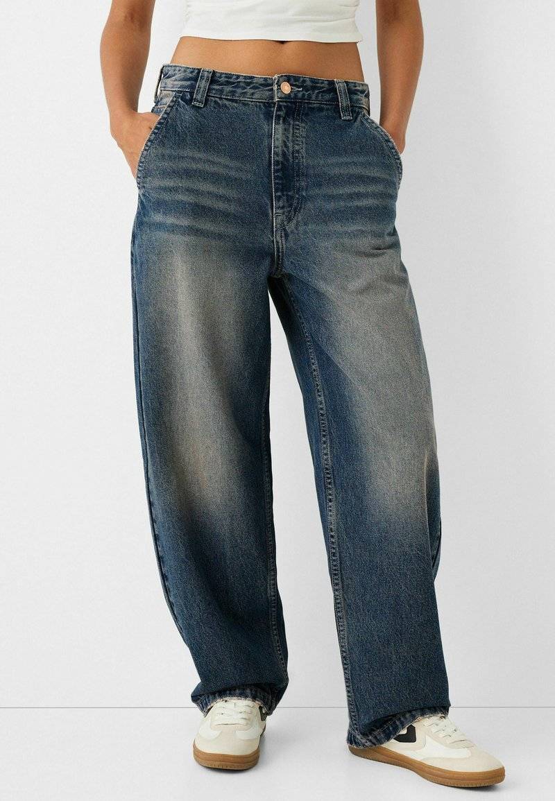 Bershka Bershka Relaxed fit jeans - dark blue Blitzangebot