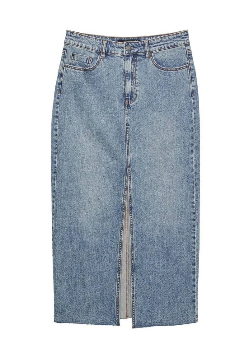 Stradivarius Stradivarius IM COMFORT-FIT - Maxi skirt - stone blue denim Große Rabatte