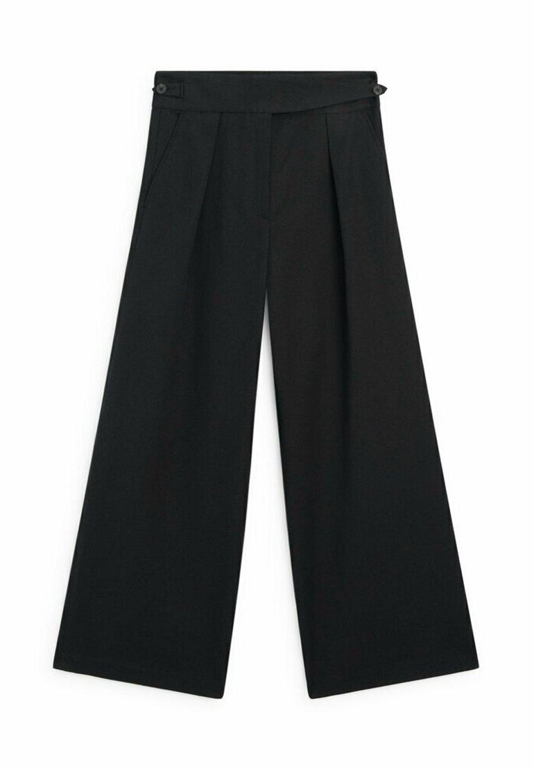 Massimo Dutti Massimo Dutti WIDE-LEG - Trousers - black Saisonale Angebote