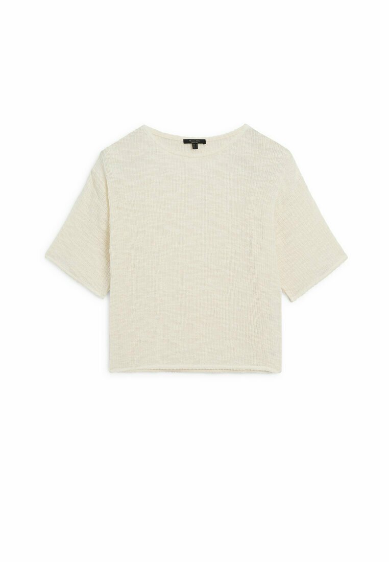 Massimo Dutti Massimo Dutti TEXTURED - Basic T-shirt - beige Weihnachtsangebot