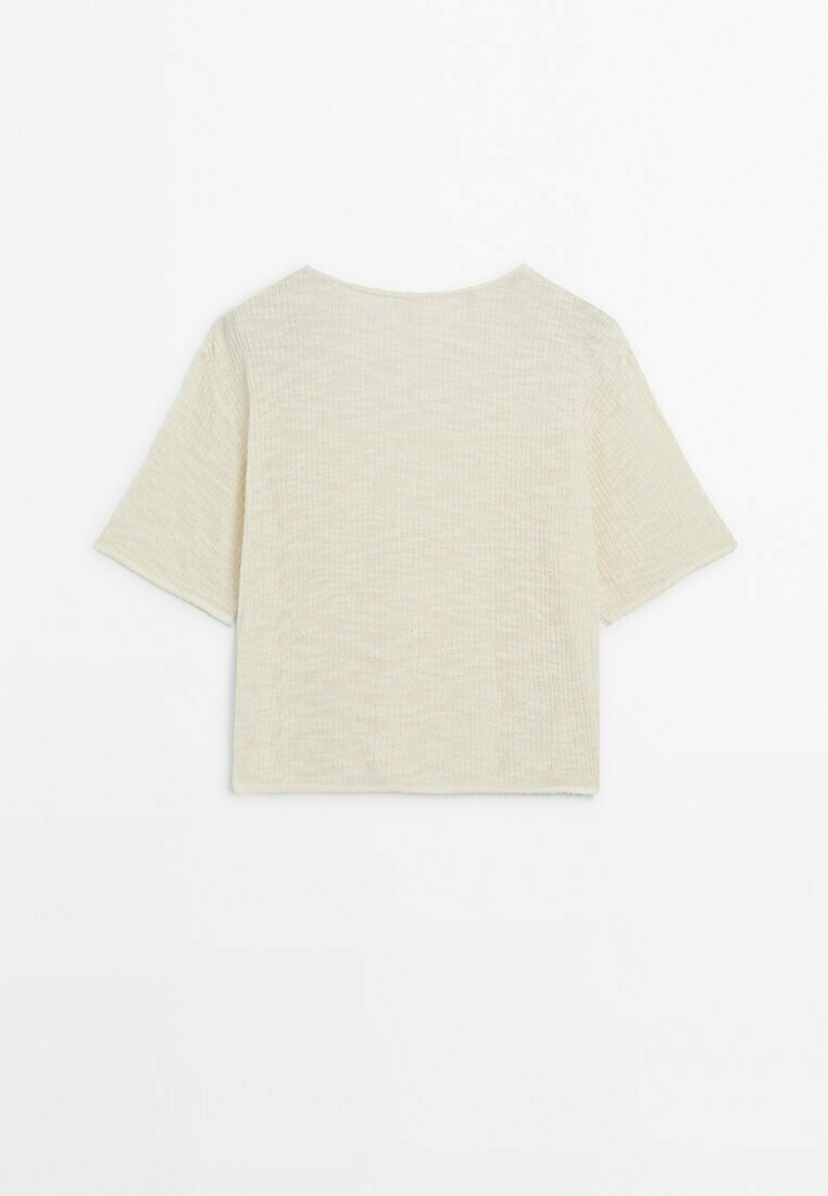 Massimo Dutti Massimo Dutti TEXTURED - Basic T-shirt - beige Weihnachtsangebot