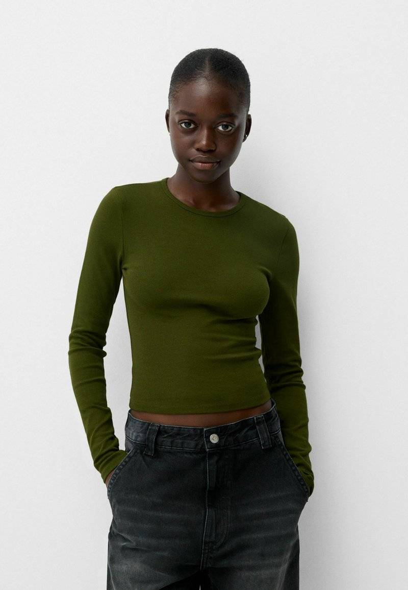 Bershka Bershka LONG SLEEVE - Long sleeved top - green Valentinstagsangebot