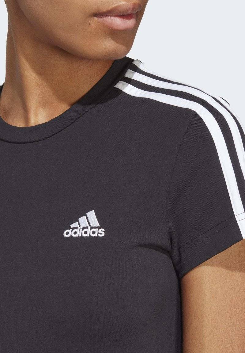 adidas Sportswear adidas Sportswear ESSENTIALS 3-STRIPES SINGLE FITTED - Jersey dress - black white Bis zu 55% Rabatt