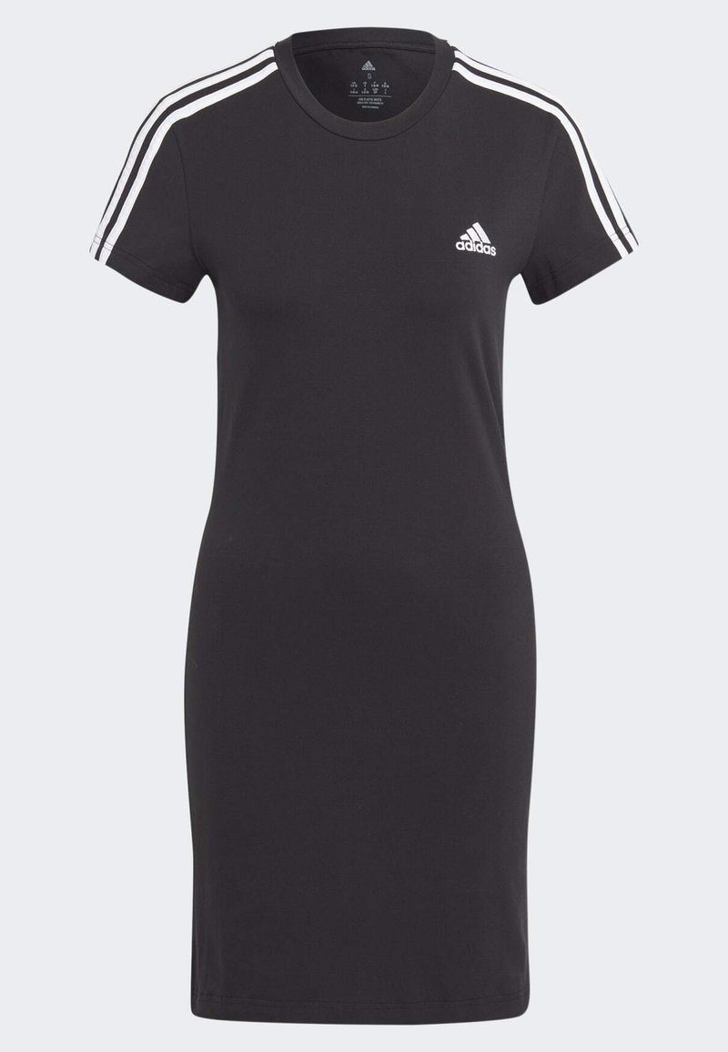 adidas Sportswear adidas Sportswear ESSENTIALS 3-STRIPES SINGLE FITTED - Jersey dress - black white Bis zu 55% Rabatt