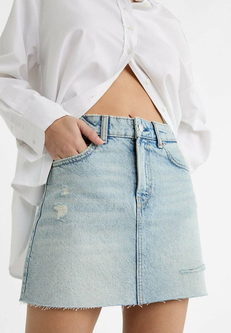 Stradivarius Stradivarius A-line skirt - light blue denim Outlet
