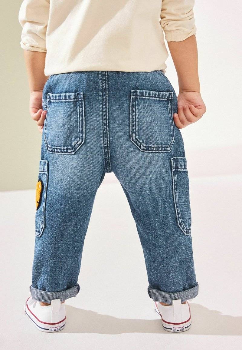 Next Next UTILITY - Relaxed fit jeans - mid blue denim with tiger Blitzverkäufe