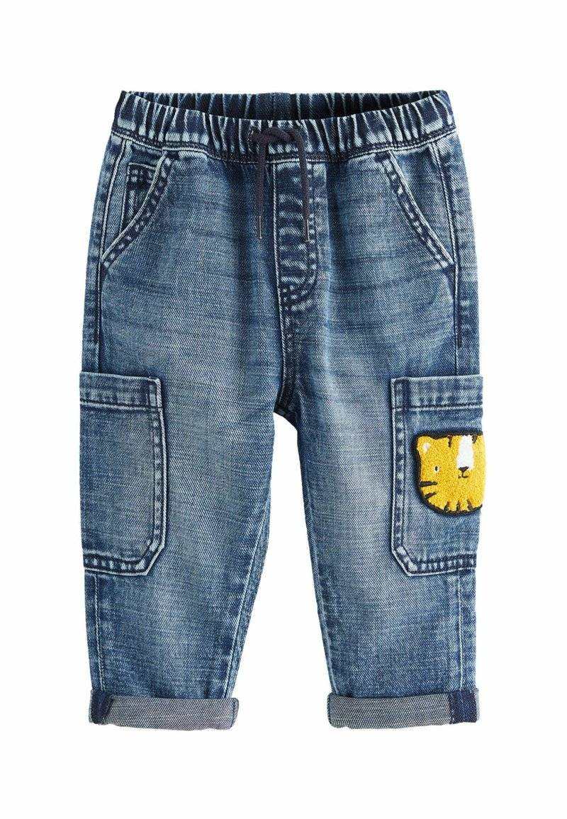 Next Next UTILITY - Relaxed fit jeans - mid blue denim with tiger Blitzverkäufe