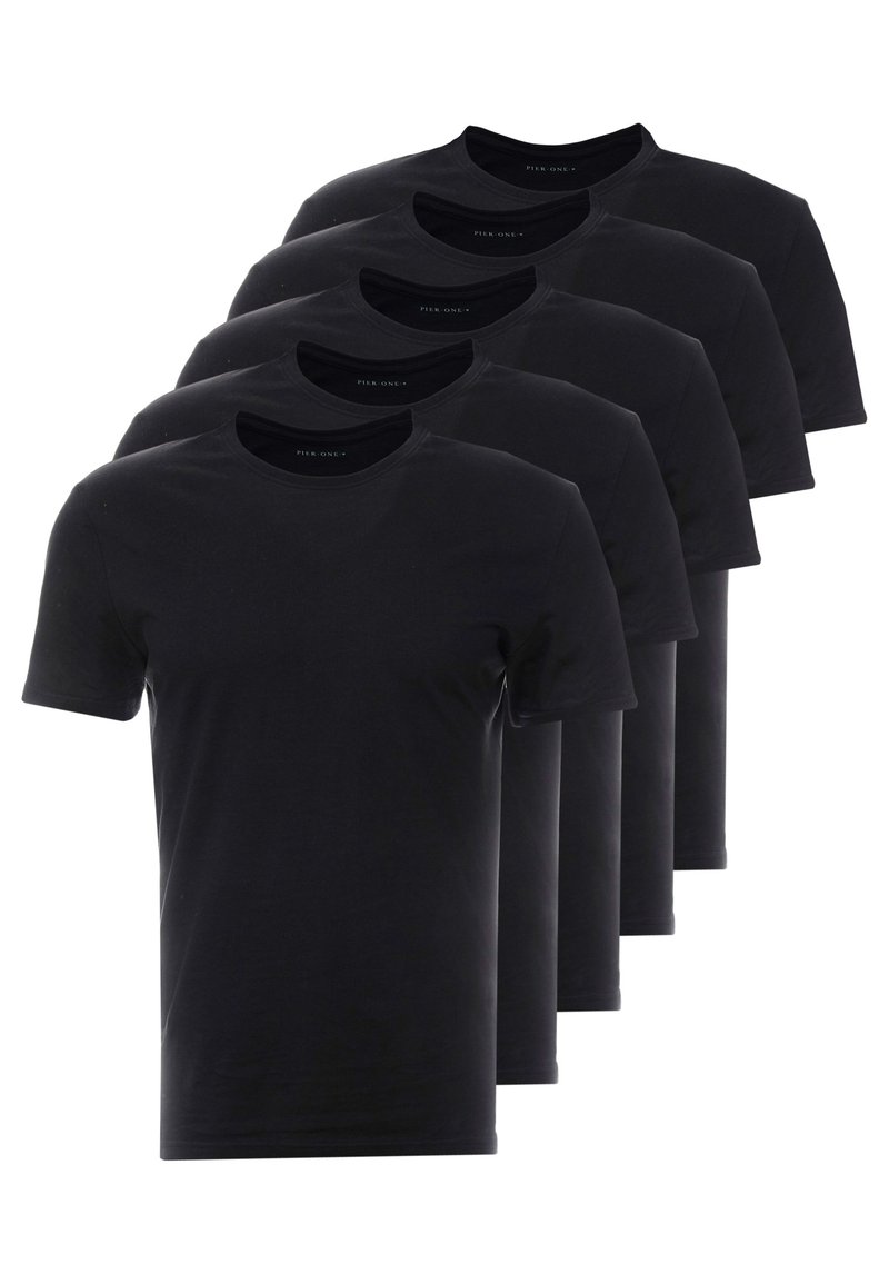 Pier One Pier One 5 PACK - Basic T-shirt - black Limitierter Zeitrabatt