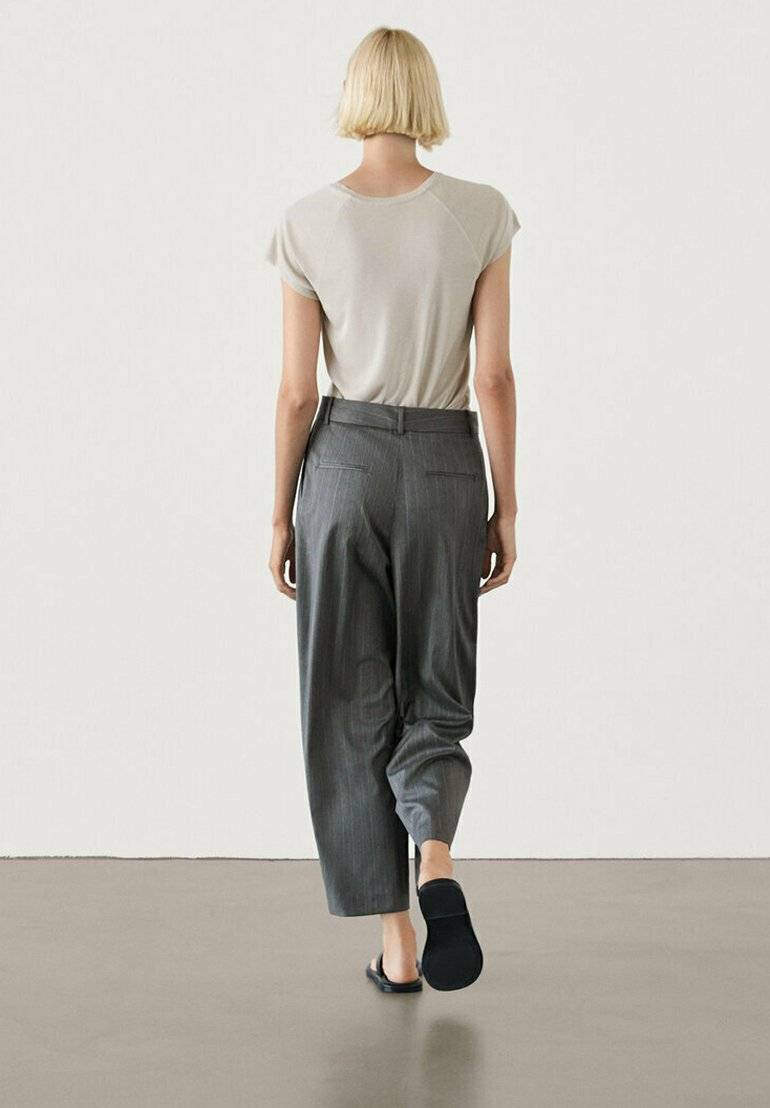 Massimo Dutti Massimo Dutti STRAIGHT-LEG STRIPE - Trousers - dark grey Online Shopping