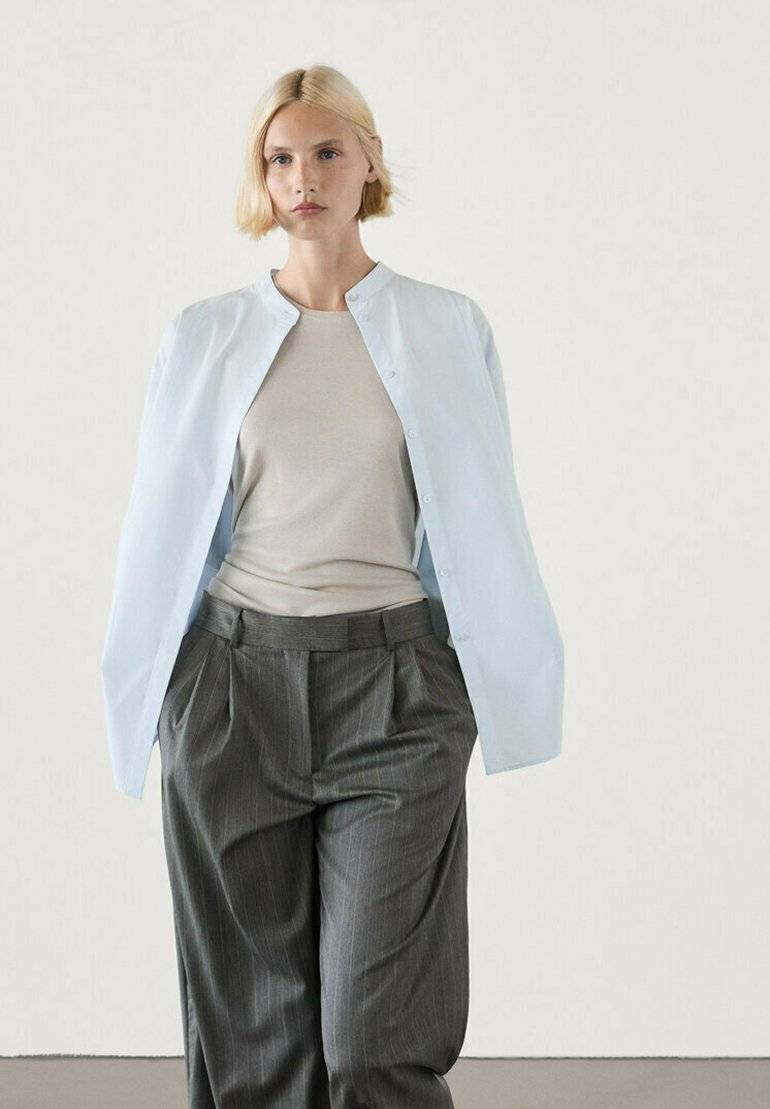 Massimo Dutti Massimo Dutti STRAIGHT-LEG STRIPE - Trousers - dark grey Online Shopping