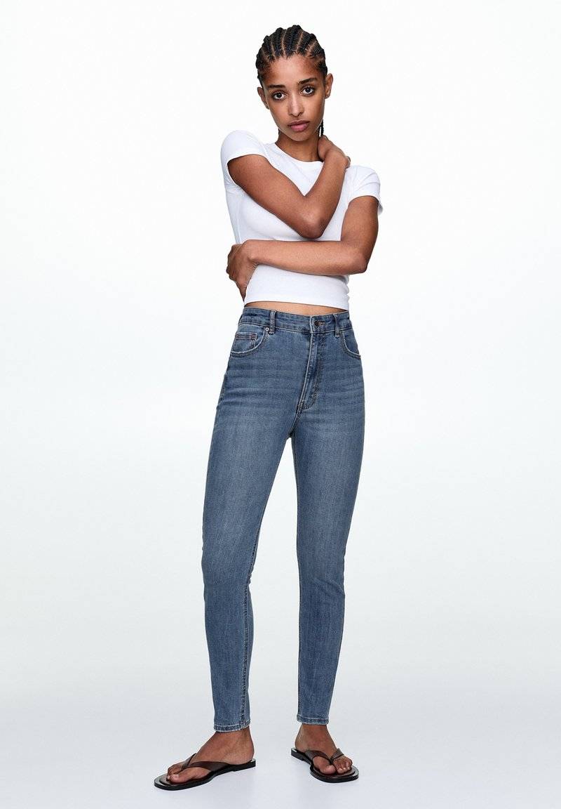 PULL&BEAR PULL&BEAR HIGH WAIST - Jeans Skinny Fit - blue denim Blitzverkäufe