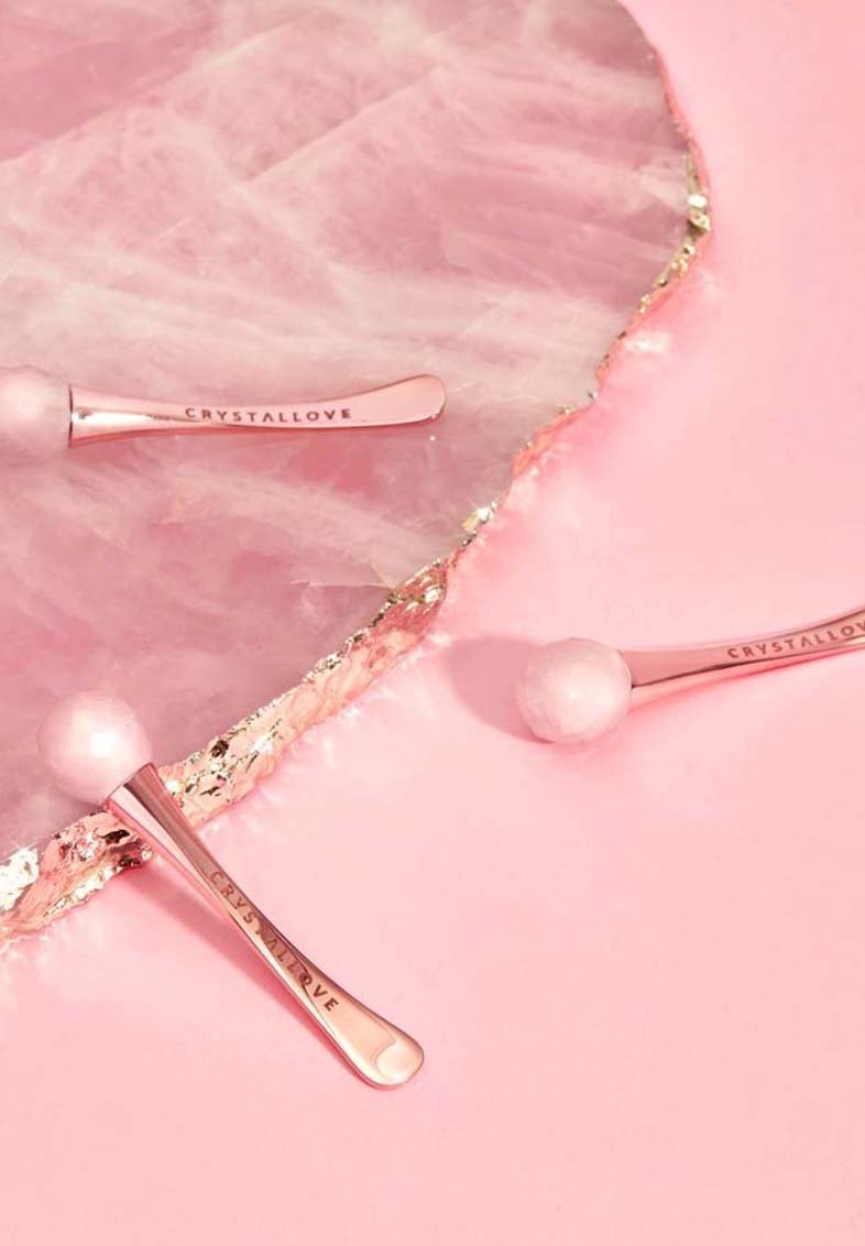 CRYSTALLOVE CRYSTALLOVE ROSE QUARTZ 3D EYE MASSAGER - Skincare tool - gold Wochenangebot
