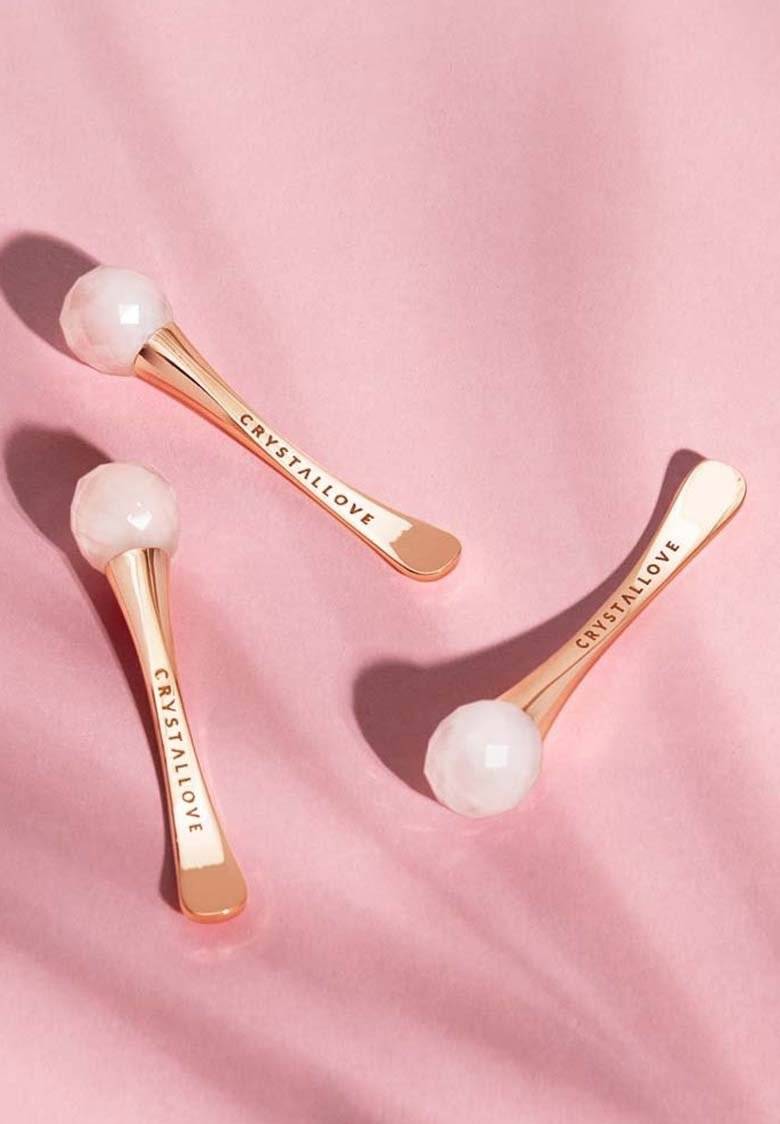 CRYSTALLOVE CRYSTALLOVE ROSE QUARTZ 3D EYE MASSAGER - Skincare tool - gold Wochenangebot