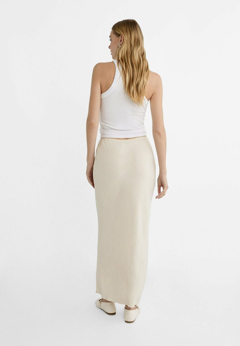Stradivarius Stradivarius DRAWSTRING MIDI - Maxi skirt - stone Riesige Ersparnisse