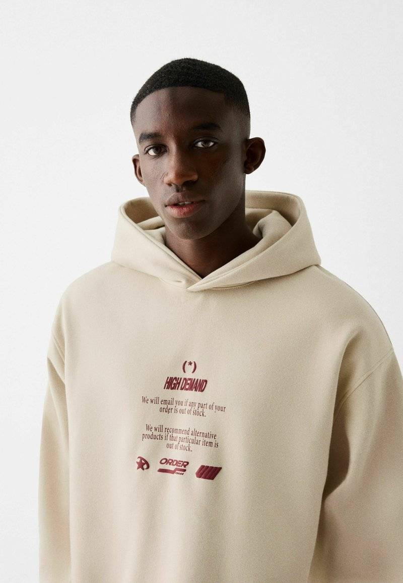 Bershka Bershka PRINTED - HOODIE - Hoodie - beige Letzte 2 Tage