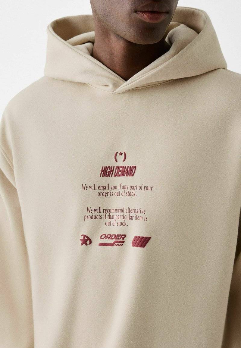 Bershka Bershka PRINTED - HOODIE - Hoodie - beige Letzte 2 Tage