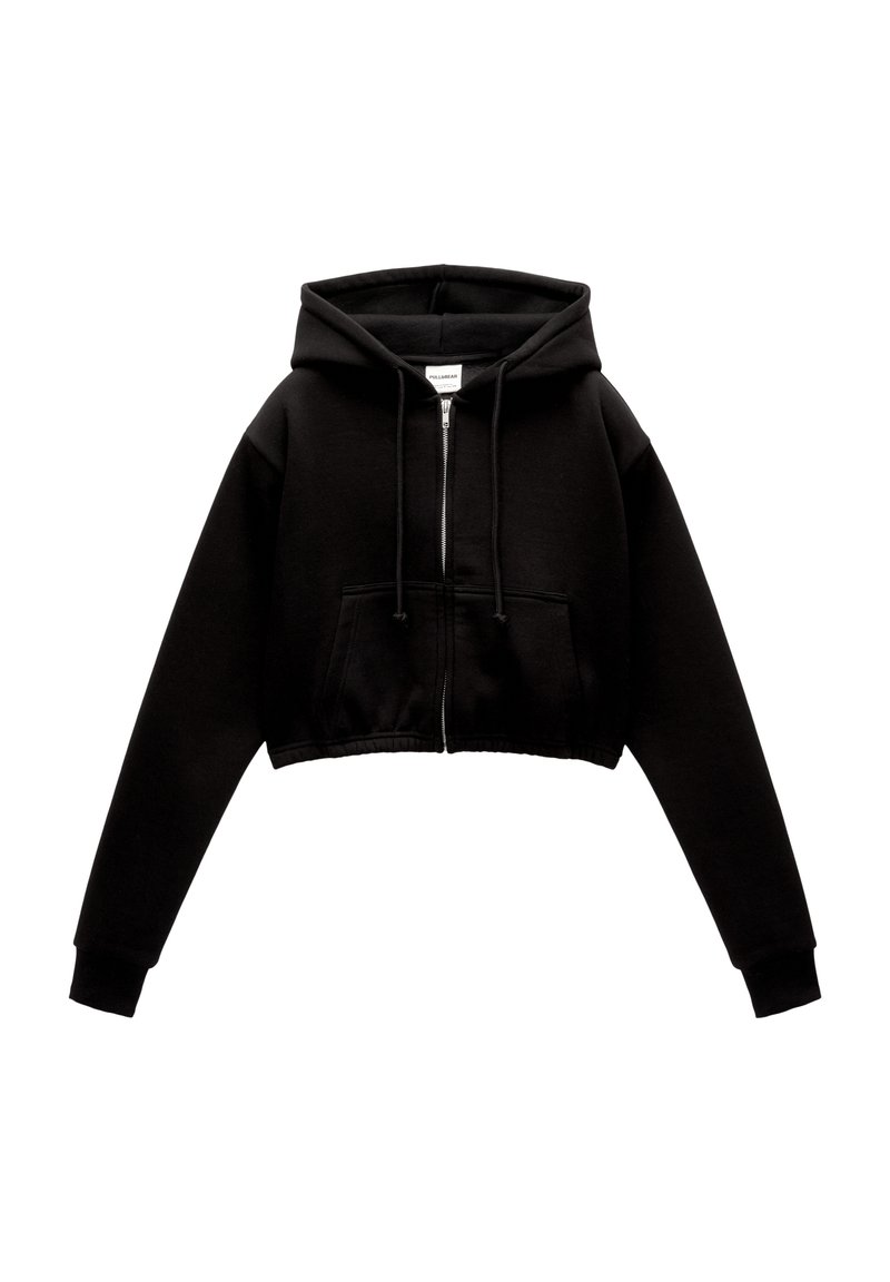 PULL&BEAR PULL&BEAR CROPPED - Zip-up sweatshirt - black Letzter Tag