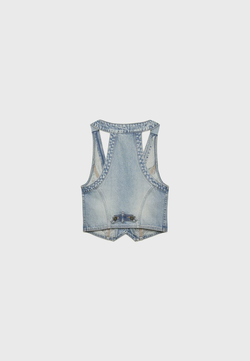 Stradivarius Stradivarius STUDDED - Waistcoat - laser denim Bis zu 50% Rabatt