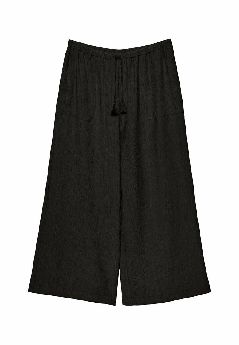 Stradivarius Stradivarius FLOWING CULOTTES - Trousers - black zollfrei