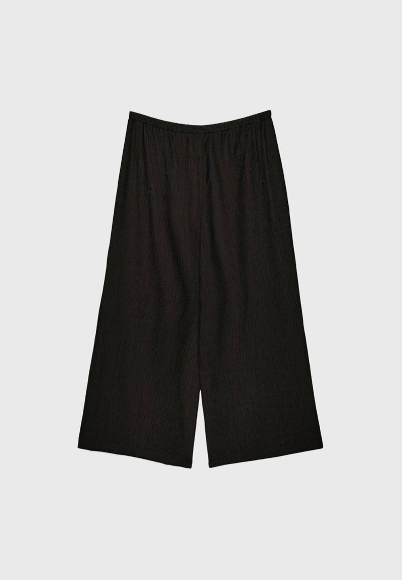Stradivarius Stradivarius FLOWING CULOTTES - Trousers - black zollfrei